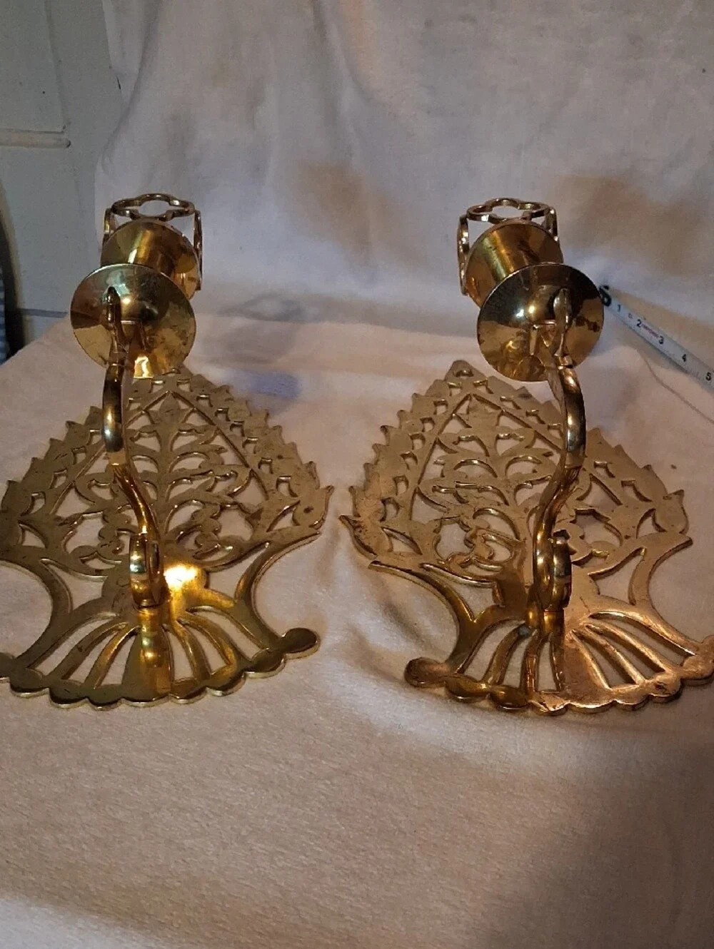 Vintage Gold Brass Ornate Wall Candle Sconces